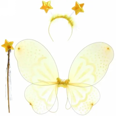 Карнавальный набор (крылья, ободок, палочка) «Фея горошки» желтый