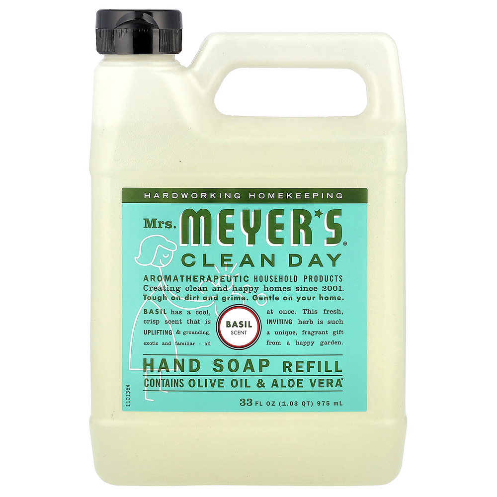 Mrs. Meyers Clean Day, мыло для рук, с базиликом, 975 мл (33 жидк. унции)