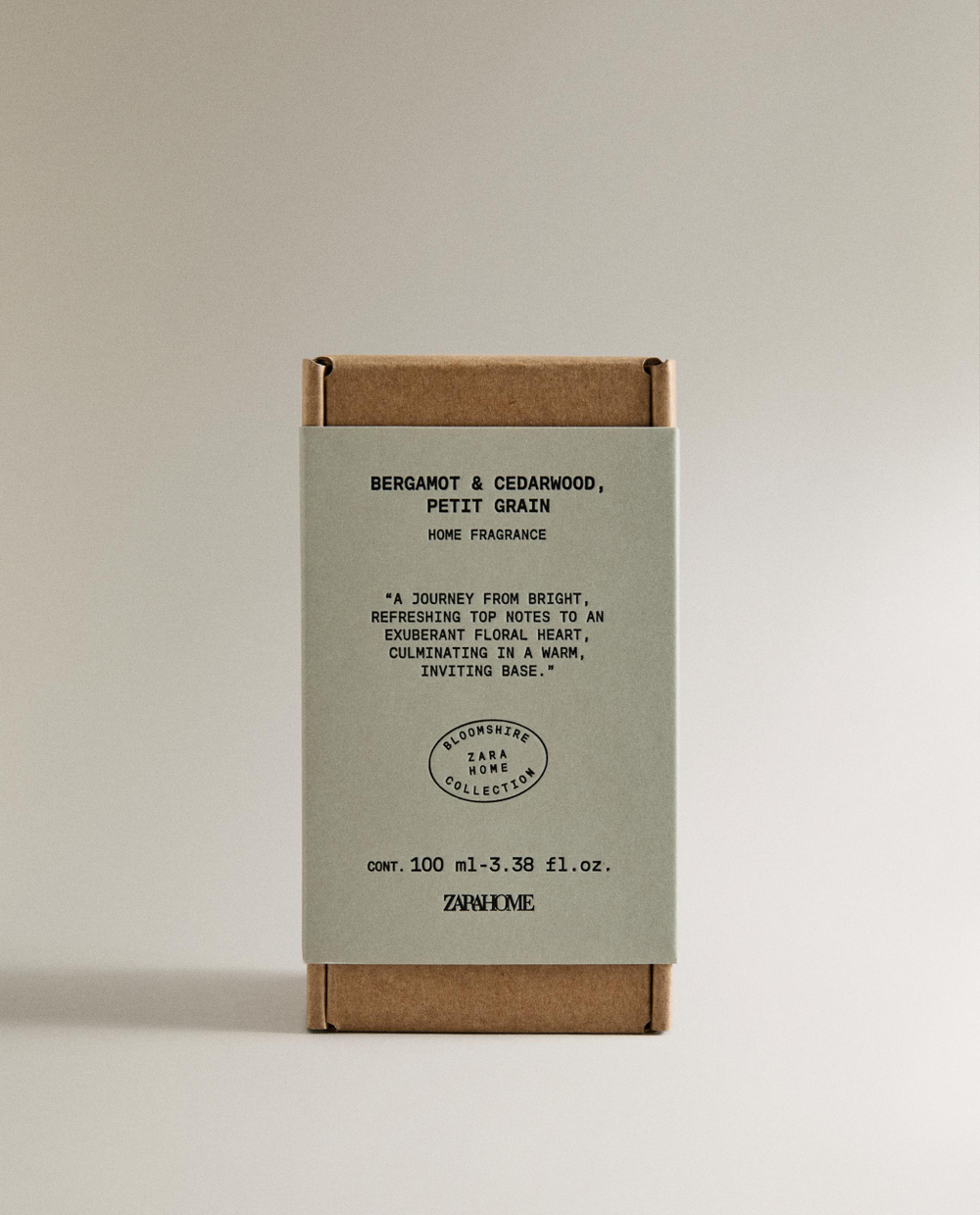 Zara Home Аромадиффузор Bergamot & Cedarwood 100 мл, тростниковые палочки микадо, аромат древесный, Коричневый