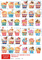 Трансфер переводной - декаль для свечей и гипса десерты 001