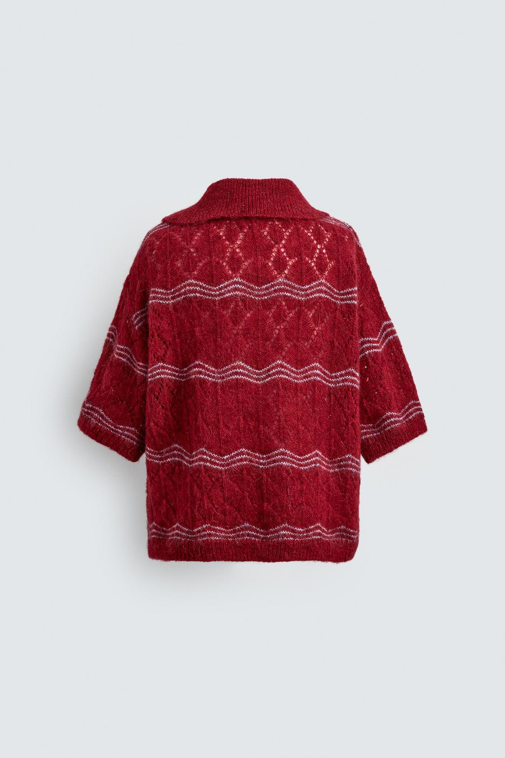 ZARA Х DISNEY ВЯЗАНОЕ АЖУРНОЕ ПОЛО, ТЕМНО-РОЗОВЫЙ