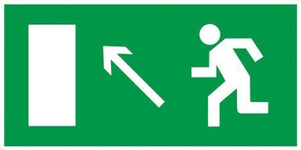 Этикетка самоклеящаяся 100х50мм "Направление к эвакуационному выходу налево вверх" IEK YPC30-105NEV-NALVV