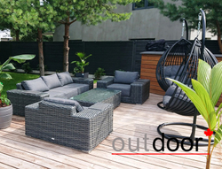 Комплект мебели из ротанга OUTDOOR Мадейра (3-местный диван, 2кресла, стол), ш/п, графит