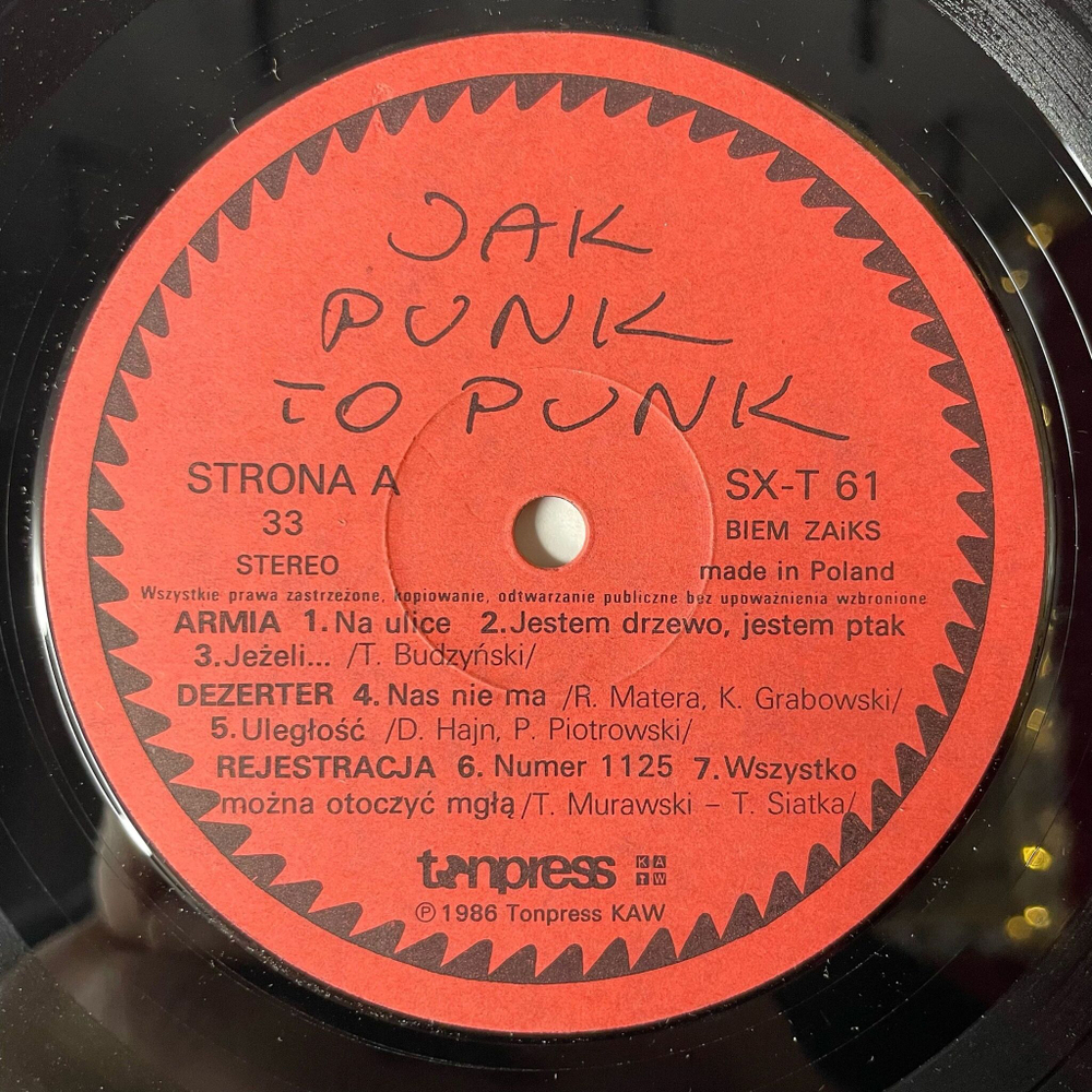 Винтажная виниловая пластинка LP Сборник Jak Punk To Punk (Польша 1987)