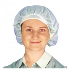 Шапочка с козырьком белая, 25*23 см, полиэстер, 10 шт