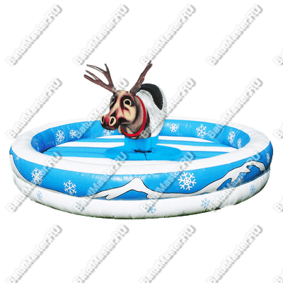 Надувной аттракцион Родео, олень+батут, "Северный олень", круглый, 6*6*3 м