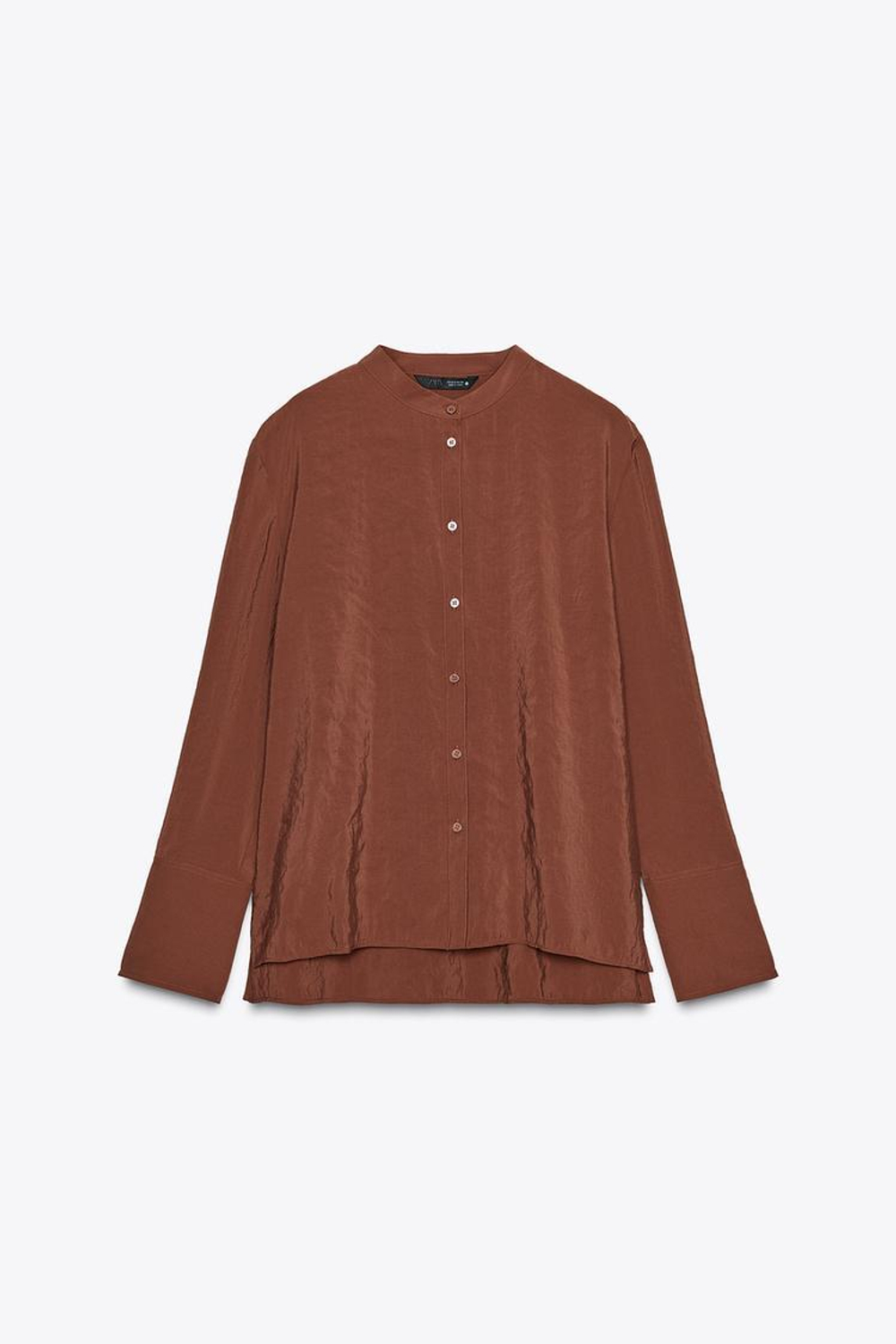 ZARA РУБАШКА ИЗ СТРУЯЩЕЙСЯ ТКАНИ — ZW COLLECTION, КАРАМЕЛЬНЫЙ
