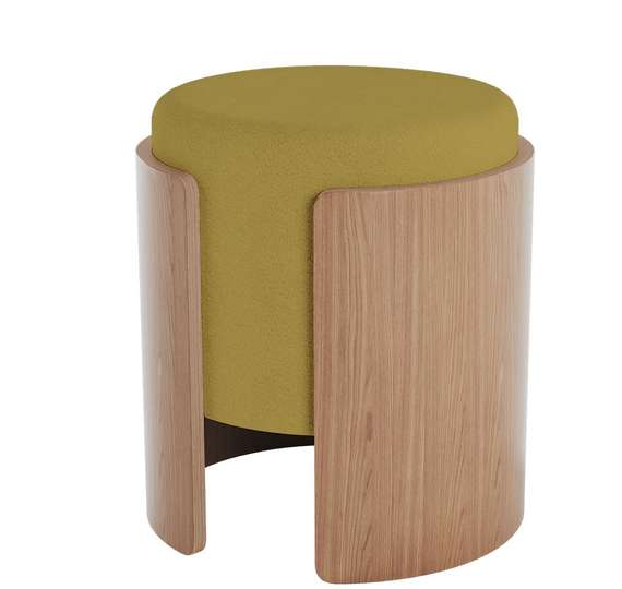 Пуф Lagom (янтарный FiberGuard, натуральный дуб)