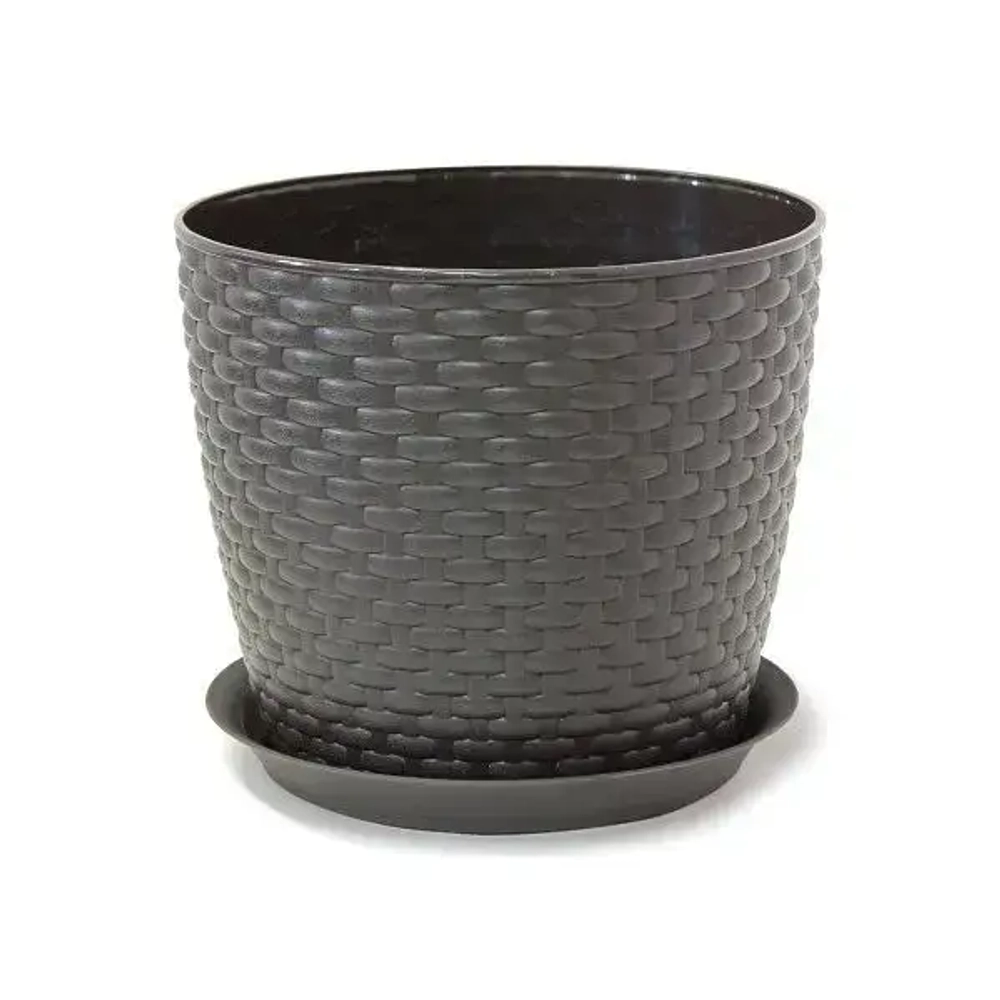Кашпо РОТАНГ D210мм 4,7л с поддоном коричневый ротанг 0,181,21х0,21м (комплект 20 шт)