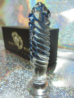 Анальная пробка из стекла с синими вкраплениями - 15,3 см. (Цвет: прозрачный)