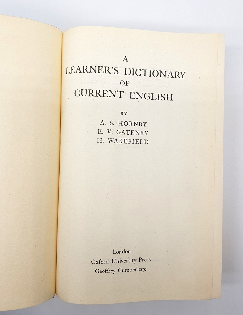 "A learners dictionary of current english (Словарь современного английского языка для учащихся)". A. S.Hornby, E.V.Gatenby,  H.Wakefield. 1951г. - антикварное издание