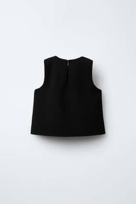 ZARA ТОП С БАНТОМ И БУСИНАМИ, ЧЕРНЫЙ