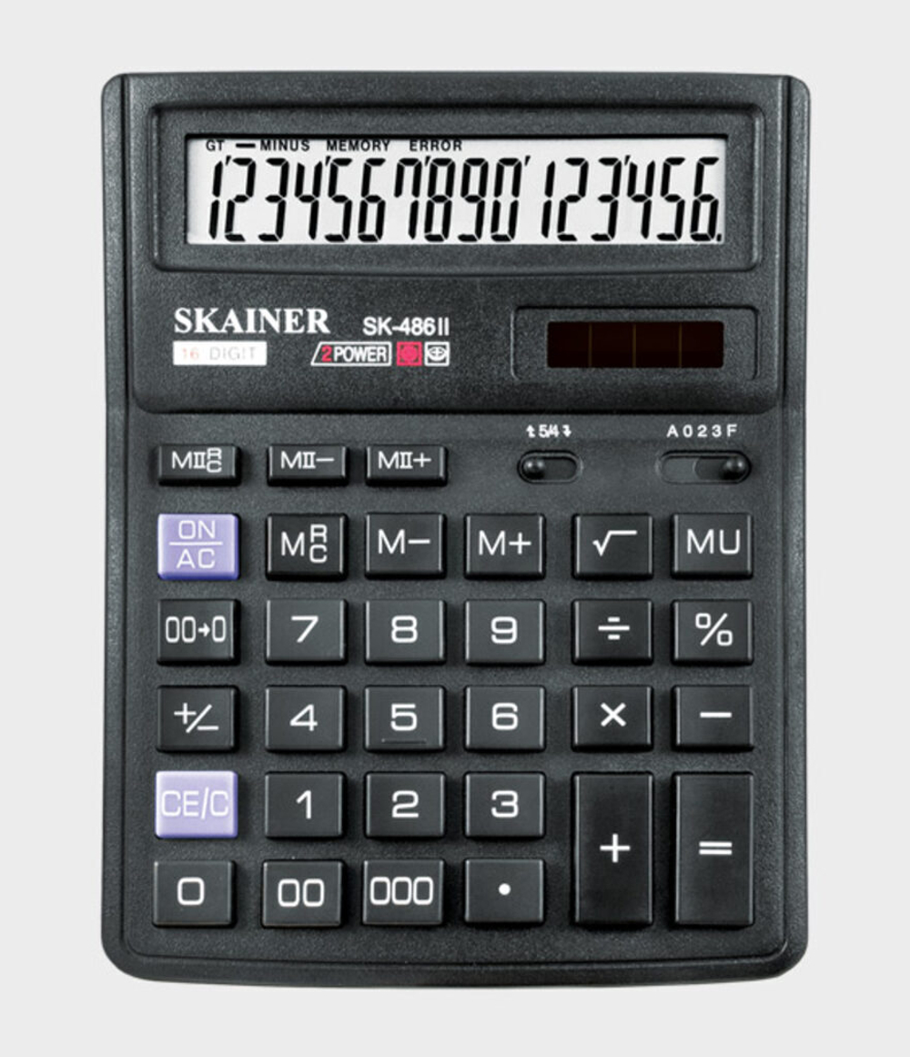 Калькулятор  16 разр. Skainer  настольный, двойное питание, черный SK-486II  (SDC-395)