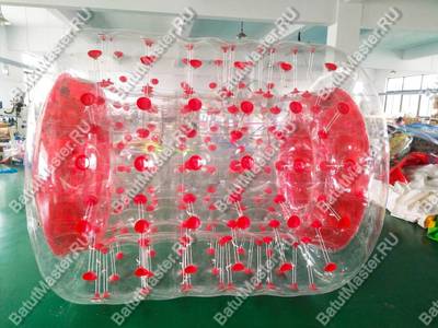 Аттракцион Водный роллер (Гидророллер) "Прозрачно-красный" ПВХ, 2*1.8*1.8 м