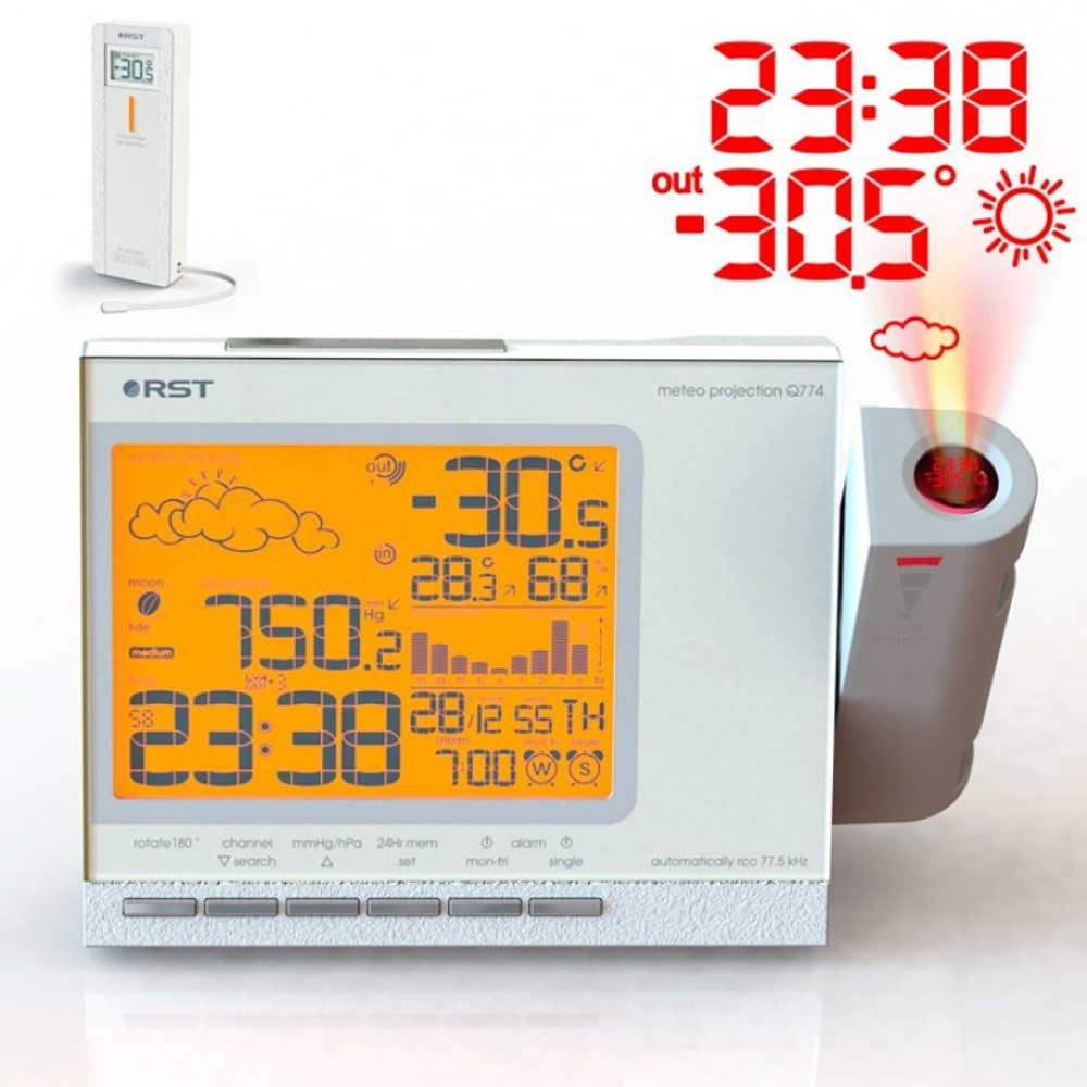 Проекционные часы метеостанция RST meteo projection Q774, слоновая кость