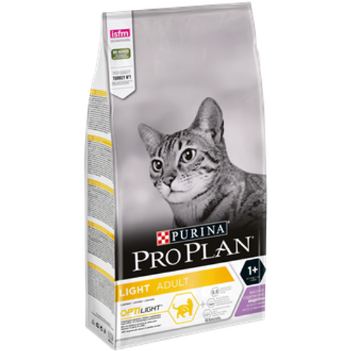 Purina Pro Plan Light Сухой корм для кошек низкокалорийный с индейкой, 1,5кг