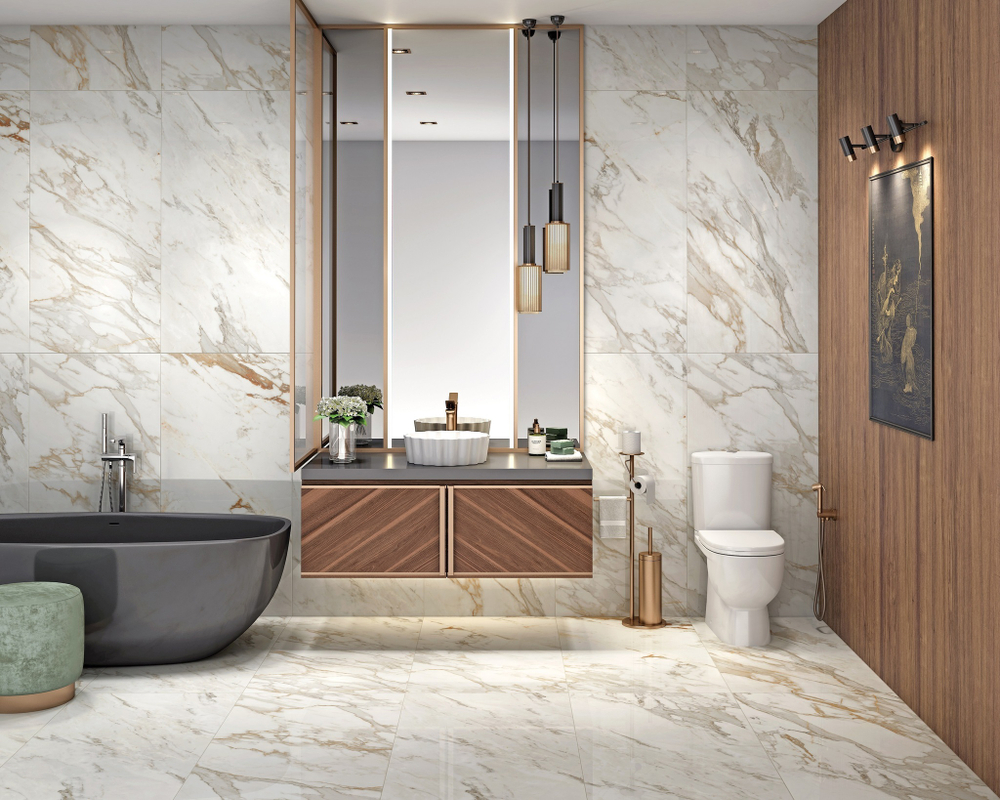 Керамогранит Arcadia Ceramica Calacatta Oro 60x120 см 1.44 м² глянцевый цвет белый
