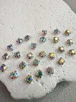 Шатоны 4 мм, Белый радужный в серебре, 25 шт