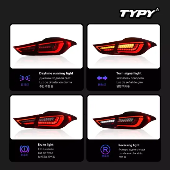 Задние фонари Хендай Элантра 2011-2016 V12 type ТЕМНО КРАСНЫЕ