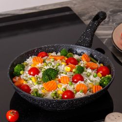 СКОВОРОДА AGNESS С АНТИПРИГАРНЫМ ПОКРЫТИЕМ "BLACK MARBLE", 22Х4,5СМ