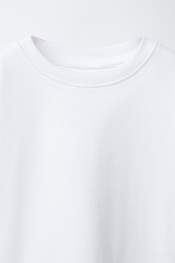 ZARA БАЗОВАЯ ФУТБОЛКА INTERLOCK, БЕЛЫЙ