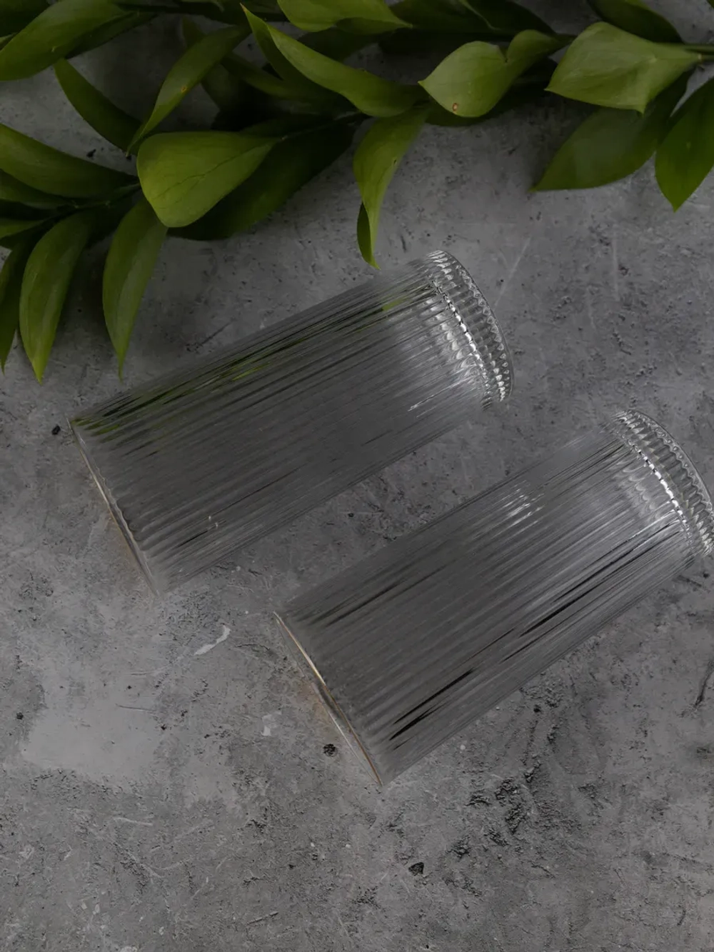 Ребристые бокалы для виски, 330 мл. 6 шт. с золотой каймой