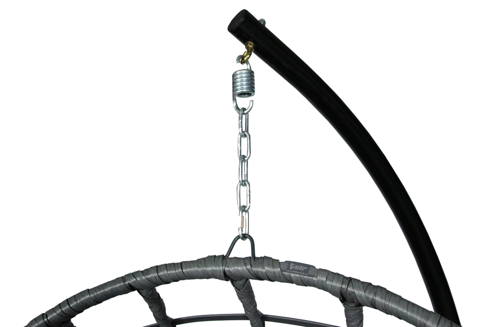 Кресло подвесное Лондон арт.3978-МП (стойка+основание.черн.,корзн.серая.,подуш.серая, 3 уп. (Т))