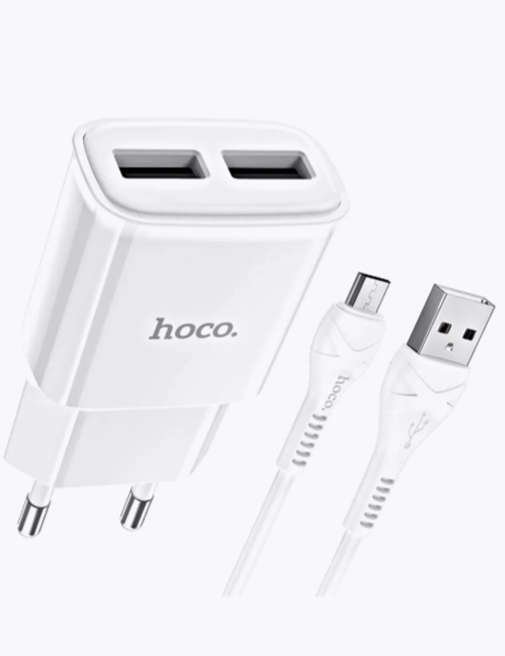 Зарядное устройство HOCO C88A 2.4A 2xUSB + кабель microUSB White