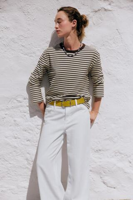 ZARA ФУТБОЛКА В ПОЛОСКУ С ДЛИННЫМИ РУКАВАМИ, ПОЛОСКИ
