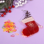 Резинки для волос силиконовые «Новый Год- Валенок», цвет микс, 250шт, 17,5*15 см