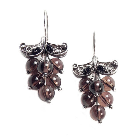 Серьги "Виноград" раухтопаз. скань