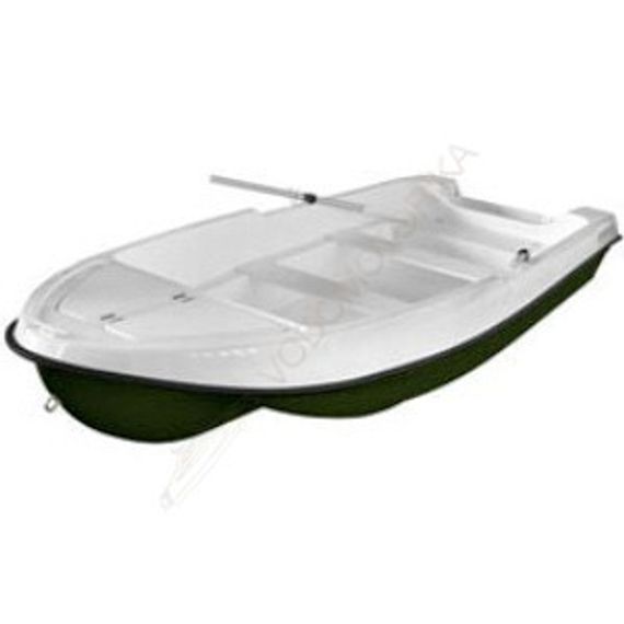 Лодка LAKER 410 пластиковая моторно-гребная ( низ болотный, верх белый )