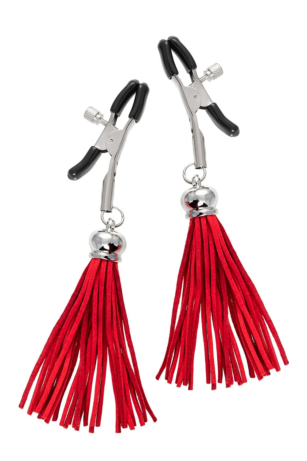 Зажимы на соски «Прищепки» с красными кисточками из замши (Цвет: красный)