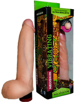 LOVETOY HUMAN FORM 20,5 см – реалистичный вибратор из NeoSkin с мошонкой и вибрацией, телесный