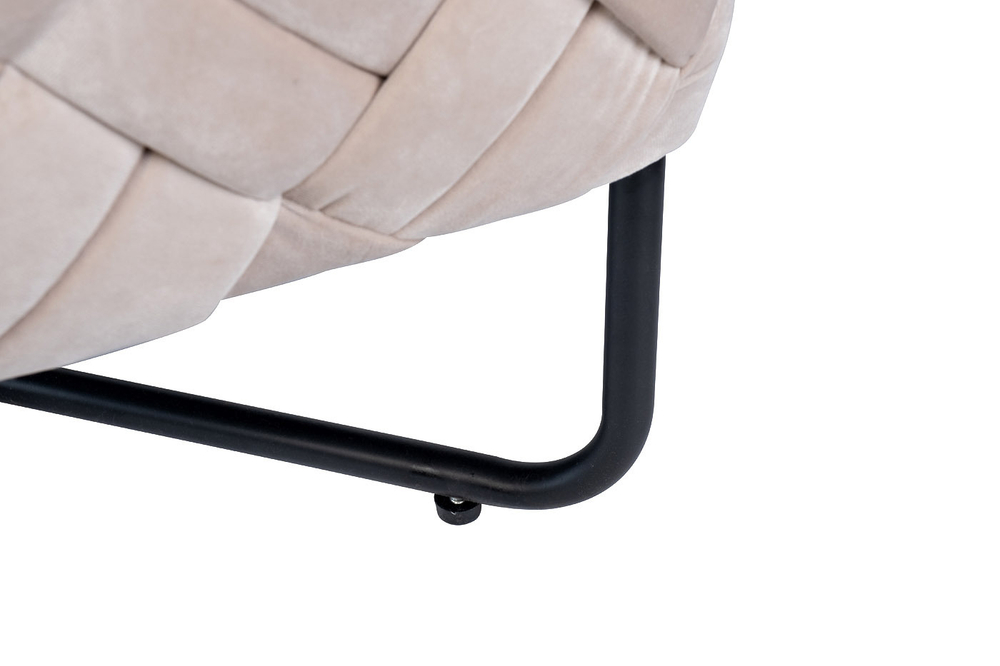 Пуф из плетеного велюра 44x43x43см Garda Decor бежевый на металлических опорах