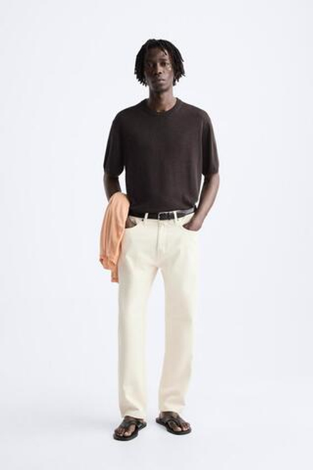 ZARA ФУТБОЛКА ИЗ ЛИОЦЕЛЛА И ЛЬНА, БАКЛАЖАНОВЫЙ
