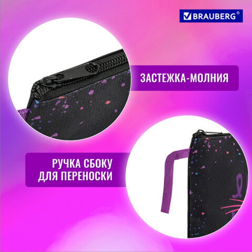 Папка для тетрадей BRAUBERG А4, 1 отделение, полиэстер, на молнии, с ручкой, "Leopard", 272170