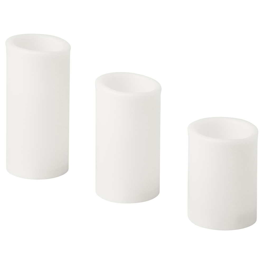 IKEA ÄDELLÖVTRÄD  (ИКЕА ÄДЕЛЛÖВТРÄД)  -  Свеча светодиодная блочная, 3 шт, белая/внутренняя
