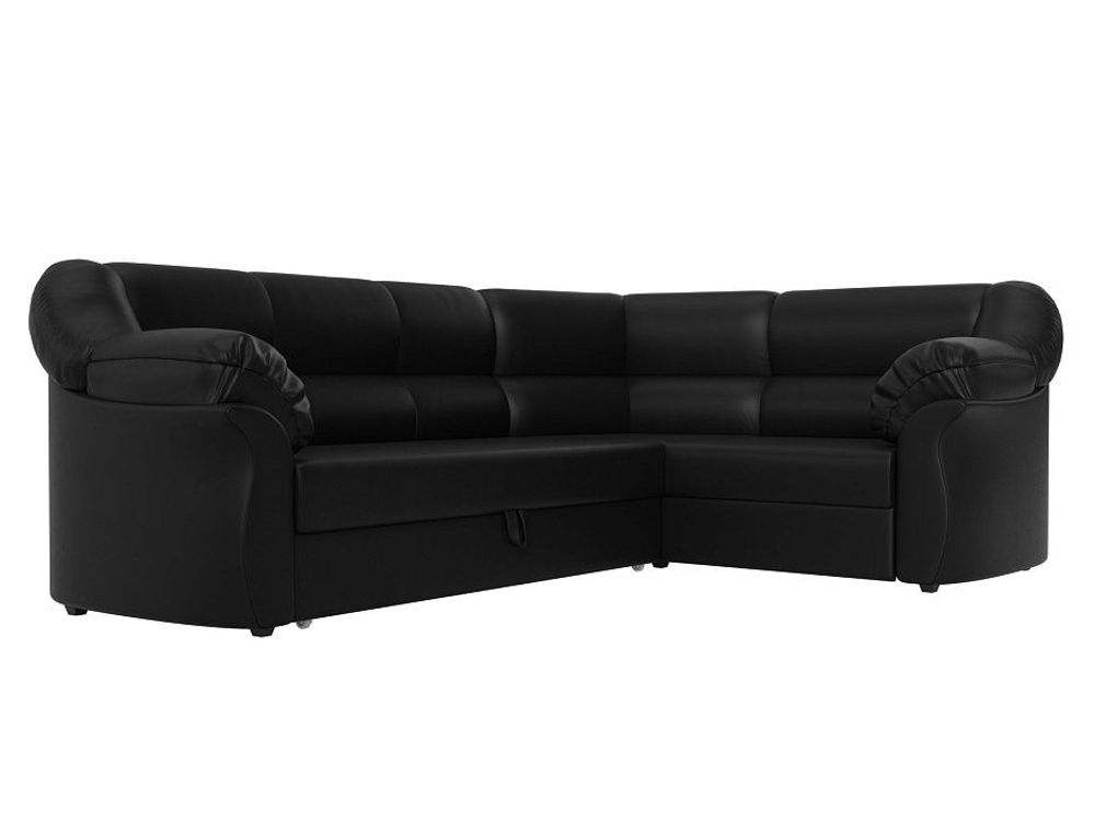 Диван угловой Карнелла правый угол, Черный, Экокожа, 29433