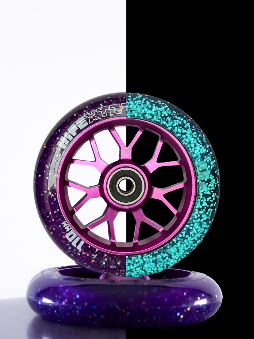 Набор колес HIPExtreme Neon Flakes 110*24 мм, фиолетовый