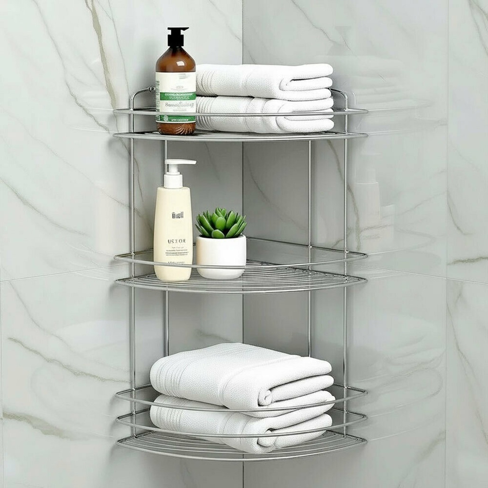 Полка угловая 3-ярусная 21*21*41,5см "Basic", хром