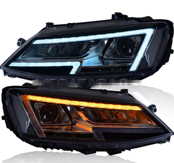 Передние фары Джетта 6 2011-2019 V18 type [Комплект Л+П; ходовые огни; би LED линза; электрокорректор; светодиодный поворотник]