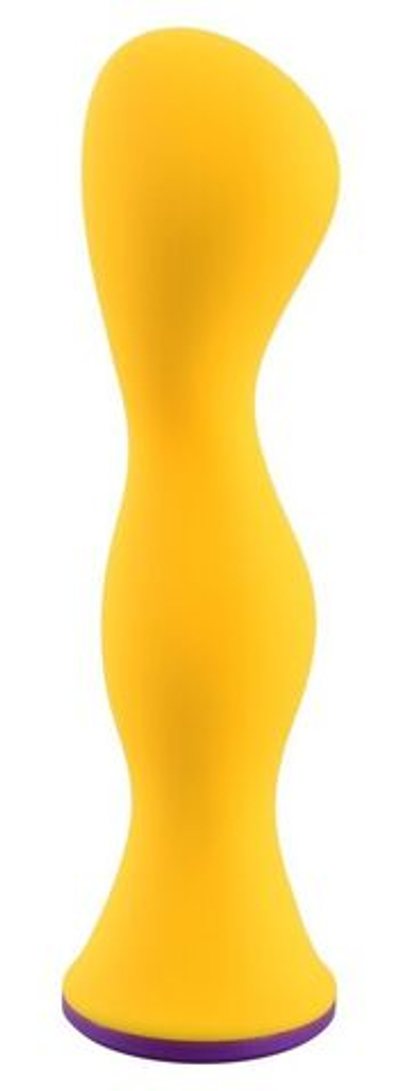 Желтый фигурный анальный вибратор - 12,6 см. (Цвет: желтый)