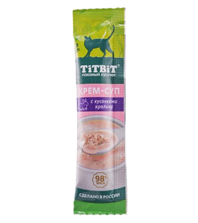 Титбит Лакомство для кошек, крем-суп с кусочками кролика 10гр.