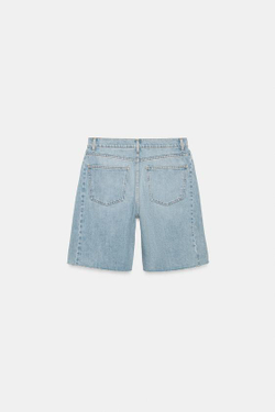 ZARA ДЖИНСОВЫЕ ШОРТЫ RELAXED СО СРЕДНЕЙ ПОСАДКОЙ — ZW COLLECTION, ЛИНЯЛЫЙ СИНИЙ