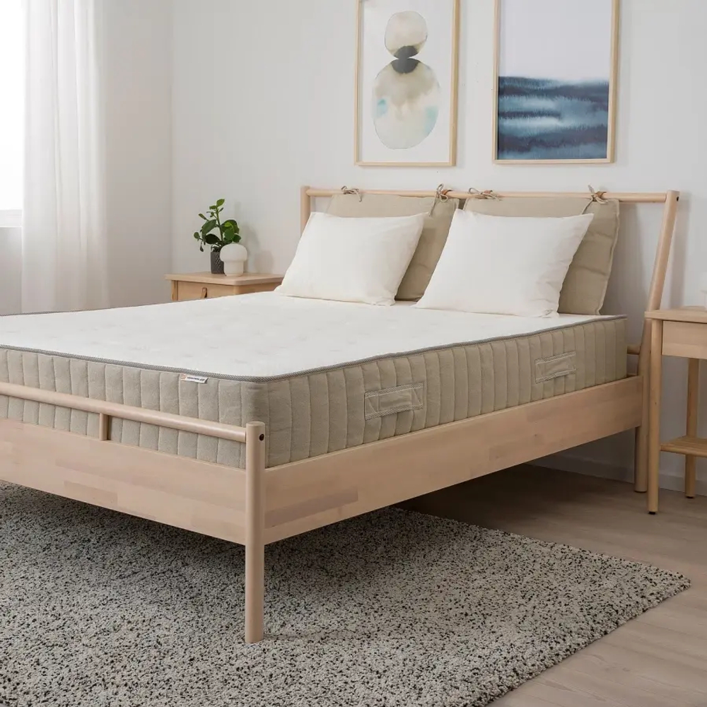 Матрас с пружинами - IKEA VATNESTROM/VATNESTRÖM/ВАТНЕСТРЁМ ИКЕА, 160х200 см, белый/бежевый