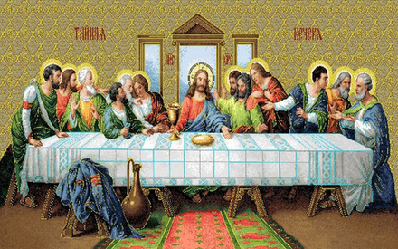 Гобеленовая картина "D. ТАЙНАЯ ВЕЧЕРЯ" в багетной раме, Россия.