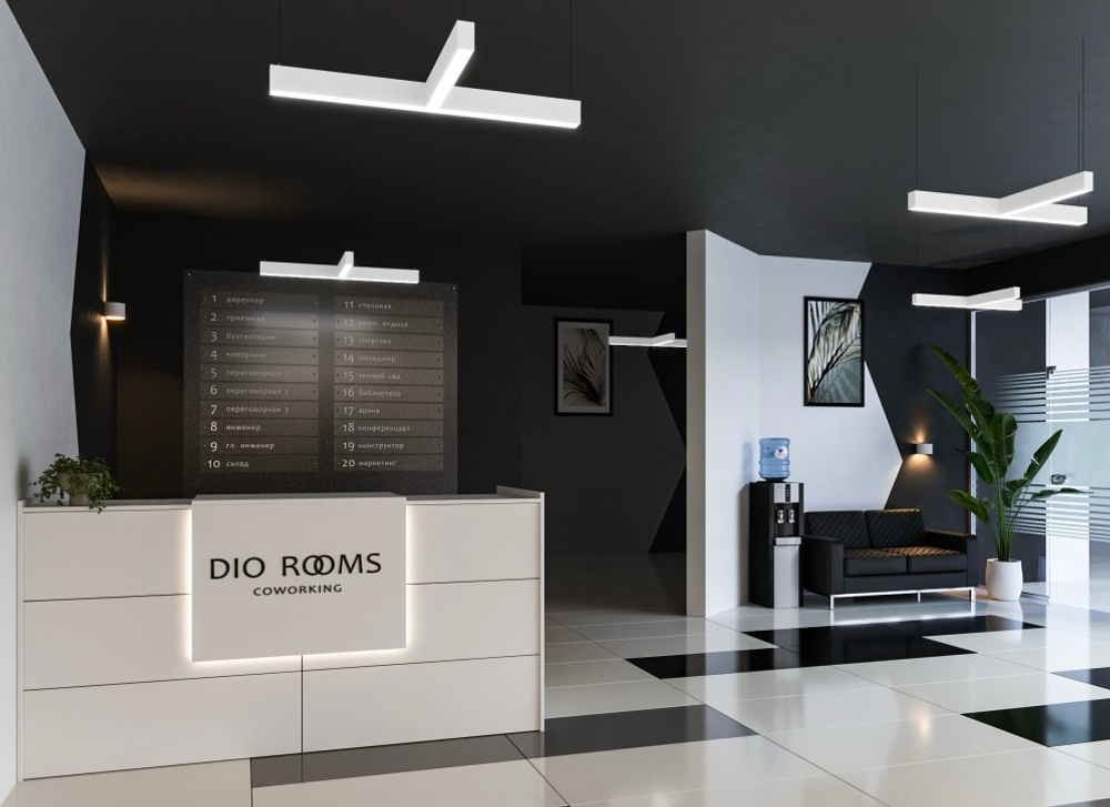 Светильник LED Т-образный LP85-BEND-T-920 37Вт 5000К белый 920х485х80мм DIOLUM