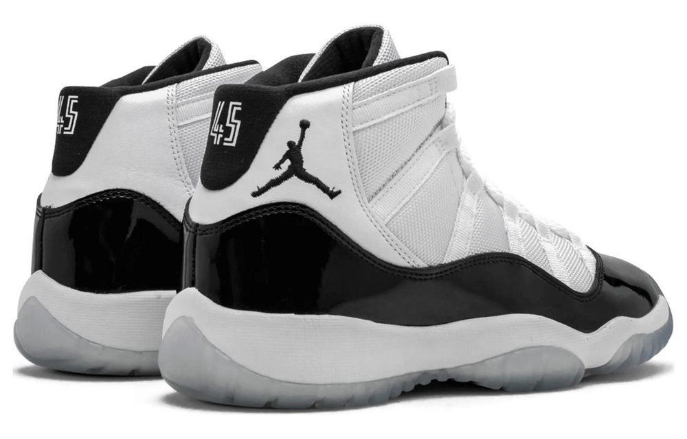 Jordan Air Jordan 11 Retro Concord Kang Buckle No. 45 heel wear-resistant high-top retro basketball shoes GS black and white 2018 Edition