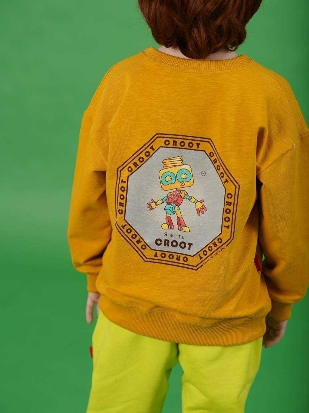 Свитшот " Робот Croot" для мальчика(цвет манго)